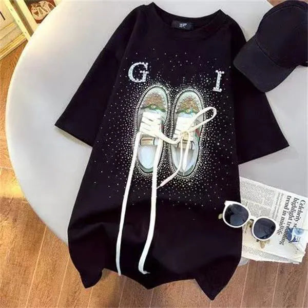 Womens T-Shirt designer clothes womens clothes Woman Shirts Clothing Women Tops Crop Top Tee Short Sleeve Letter Print Fashion Summer Pullover Female Black Rock