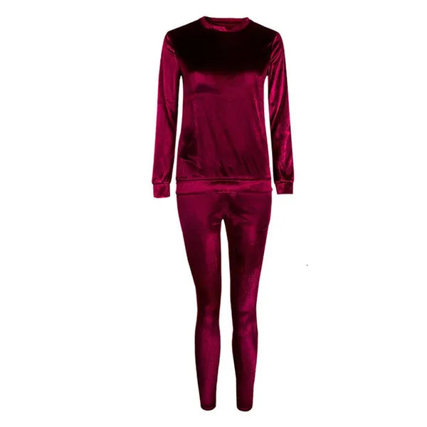 Women's Tracksuits Autumn Velvet Tracksuit Women Sets Two Piece Winter Velour Tracksuit Ladies Sweat Suit 2 Piece Outfits For Women Sweatshirt 230815