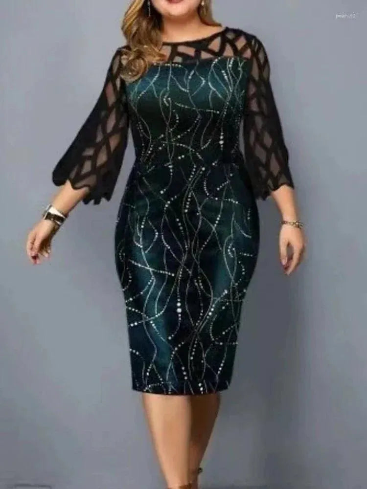 Casual Dresses Oversized Elegant Women Midi Dress Print Stretch Slim Evening Party Female Wedding Luxury Femme Robe Vestidos De Mujer