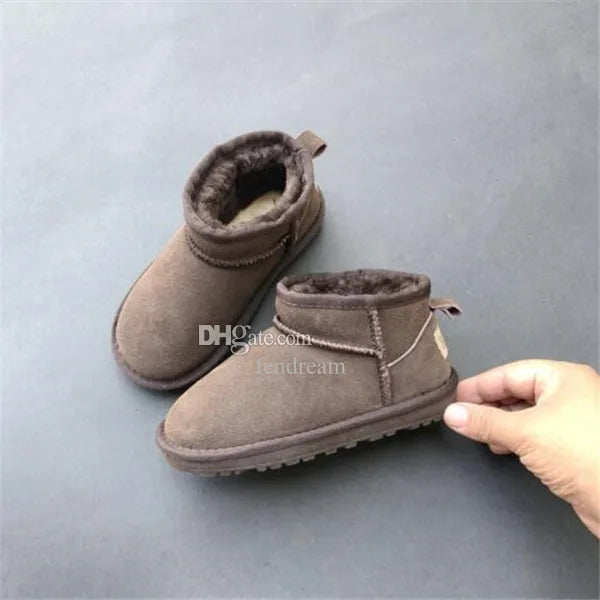 Brand Children Girls Mini snow boots Winter Warm Toddler WGG Boys Kids Children's Plush Warm Shoes size EU21-35