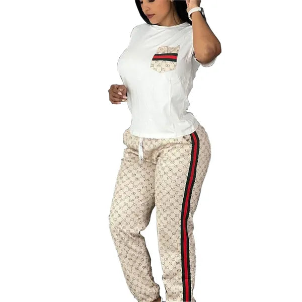 Women's Tracksuits Sports Tops and Pants Set Woman 2 Pieces Letter Pattern Two Peice Matching Sets Sexy Party Night Birthday Outfits Festival Clothing