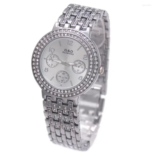 Wristwatches 2022 G&D Women Watches Quartz Wristwatch Stainless Steel Crytal Silver Lady's Bracelet Gift