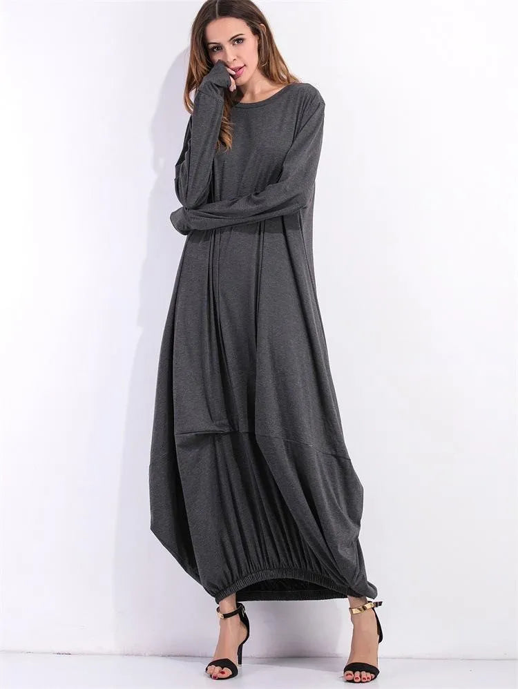 Casual Dresses Loose Dress Oversize Irregular Long Sleeve Round Neck T-shirt Sexy Maxi For Women Undefined