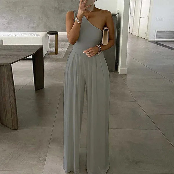 Women's Jumpsuits Rompers 2022 Summer Women Fashion Sexy One Shoulder Club Romper Bodysuit Elegant Wide Leg Jumpsuit Office Lady Casual Ovealls J230629