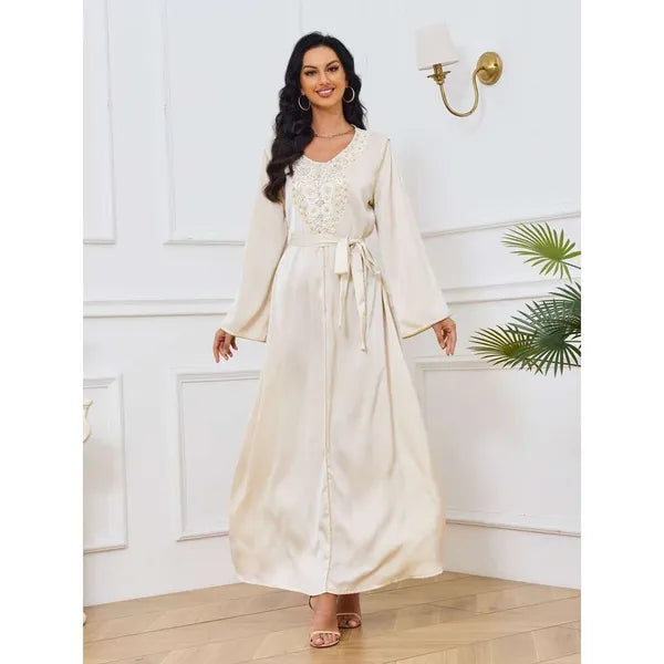 Wrap Long Dresses Dinner Dresses Middle Eastern Arab Clothing Muslim Women's Robe Fashion Beading New Dubai Dress FZ031090