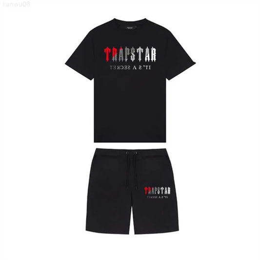 Men's T-Shirts 2023 New Summer TRAPSTAR Printed Cotton TShirt Men Beach Shorts Sets Streetwear Tracksuit Men's Sportswear Z0221