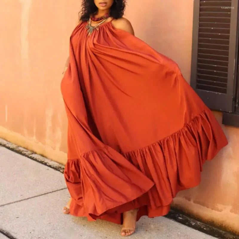 Casual Dresses Long Dress Loose Sweet Skin-friendly Oversized Fashion Strap Pocket Maxi Robe Female For Holiday