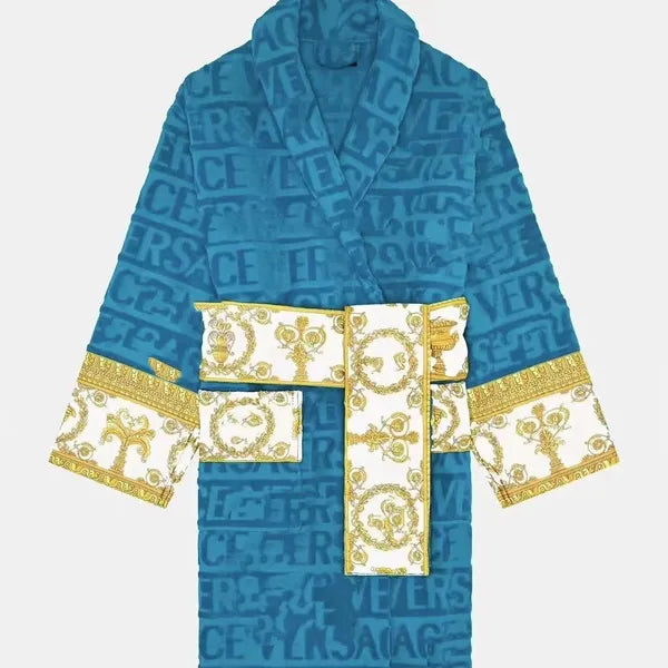 bath robe long bathrobe designer cardigan Lovers Longstyle LUXURY European printing bright 100% cotton luxurious Couple BathRobe wholesale 2 pairs price 10% off