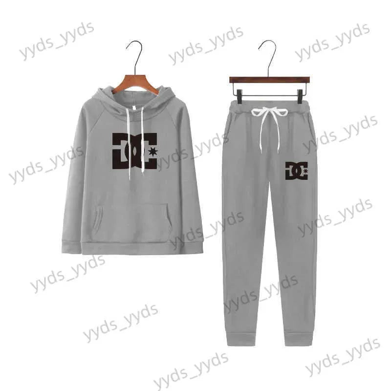 Women's Two Piece Pants 2023 New Printed Women's Tracksuit Solid Color Sports Style Hooded Hoodies +pants 2PCS Sets Clothing Windproof Woman Clothing T240124