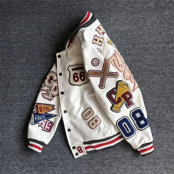 2024 New Men's Jacket Men's Spring and Autumn Baseball Uniform Y2K Retro Fashion Trend Women's Leather Jacket Heavy Embroidery White Short Jacket ins 230615