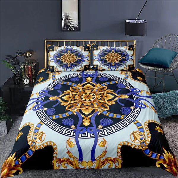 Bedding sets Luxury 3D Golden Baroque style Print 23Pcs Kids Bedding Set Comfortable Duvet Cover Pillowcase Home Textile Queen and King Size 230324