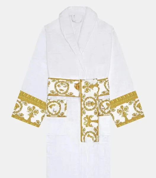 bath robe long bathrobe designer cardigan Lovers Longstyle LUXURY European printing bright 100% cotton luxurious Couple BathRobe wholesale 2 pairs price 10% off