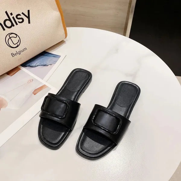 2024 Summer sandal flip flops mule Slide flat designer shoe for Woman man Beach sandale outdoor sport shoe Casual Slipper Signature Sliders luxury Cowhide Flat Shoes