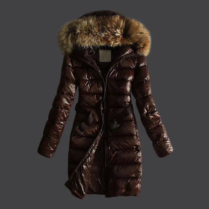 Autumn Winter Women's White Duck Down Parkas Single Breasted Jackets Hooded Fur Thick Sashes Woman's Slim Long Coats MKW23005