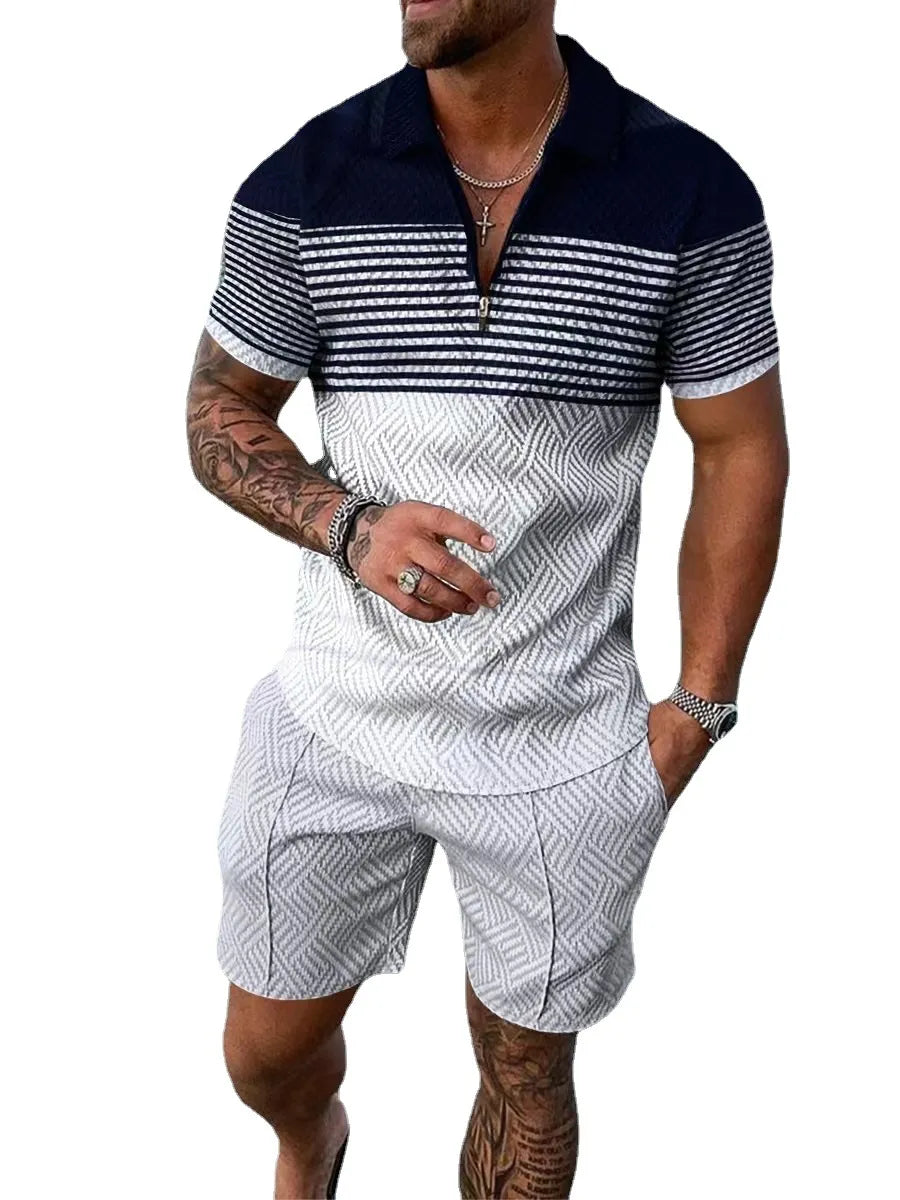 Retro Designer Mens Tracksuits Polo Suit Set Print Short Sleeve 2 Piece Outfits Plus Size 3xl beachweae resort wear loungewear track suit designer