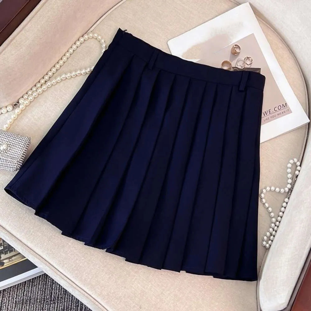 women set designer skirt Set fashion letter embroidery sleeveless shirt suit luxury solid color high waist pleated skirts two-piece