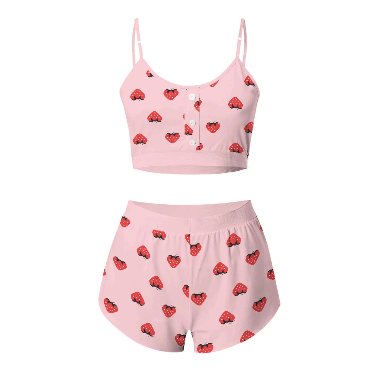 Bras Sets Underwear Set Women Sexy Soft Tank Crop Top Bra Set Cute Strawberry Print Bra Set Lace Seamless Bralette Pajamas Lingerie L230220