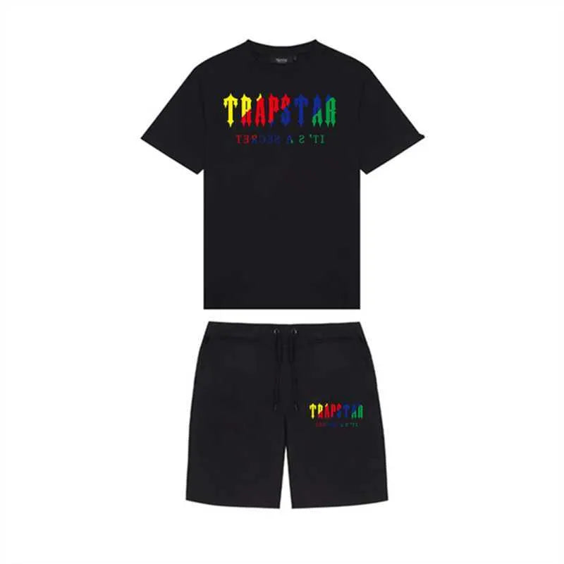 Men's T-Shirts 2023 New Summer TRAPSTAR Printed Cotton TShirt Men Beach Shorts Sets Streetwear Tracksuit Men's Sportswear Z0221