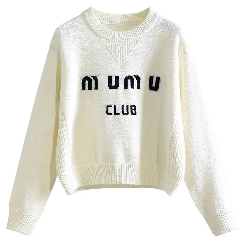 Womens Sweatshirts Miu Designer Womens Sweater Jumper Jacquard Pattern Knitted Classic Letter Knitwear Autumn Winter Keep Warm Jumpers Design Pullover Knit s Wfb5