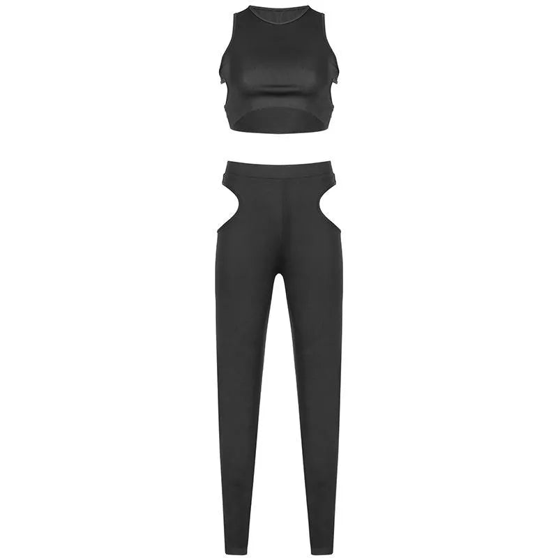 Women's Two Piece Pants Set Women Casual Tracksuit Summer Fashion Clothes Sleeveless Crop Top Vest And Loose Harem Suit Streetwear OutfitsWo