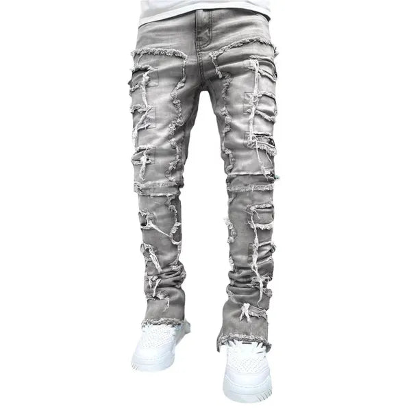 AAA Jeans mens designer jeans for mens pants man white black rock revival jeans biker Pants man pant Broken hole embroidery Hip Hop Denim Pants letter jeans pantalones