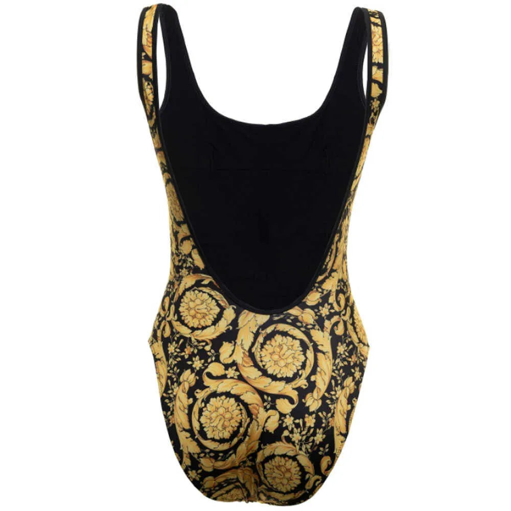 Casual Dresses Female Retro Swimsuit Gold Backless Swimwear Vintage Holiday Beach Dress Designer Bathing Suit Summer Surf Wear Women Beachwear W0315