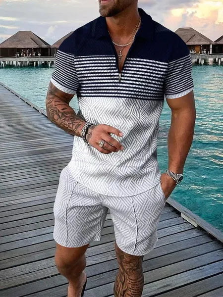 Retro Designer Mens Tracksuits Polo Suit Set Print Short Sleeve 2 Piece Outfits Plus Size 3xl beachweae resort wear loungewear track suit designer