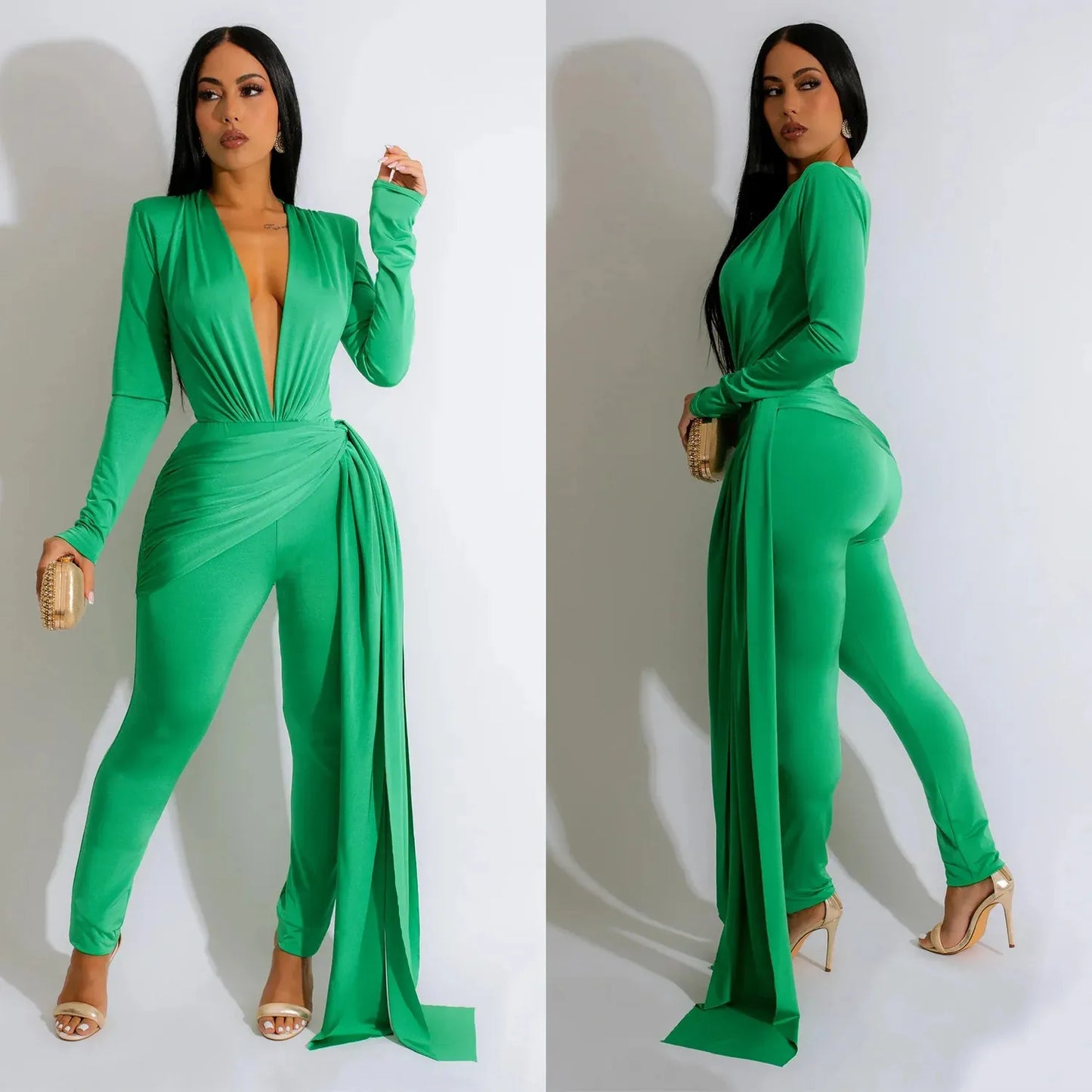 Women's Jumpsuits Rompers Elegant Ribbon Bodycon Jumpsuits Sexy Long Sleeve Lace Up Romper Club Party Summer Women Clothes Overalls Luxury 231202