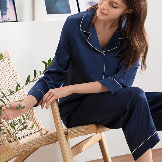 Women's Sleepwear 100% Silk 100 % Silk Pajamas For Women pyjamas women nightwear pijama Luxury Brand sleepwear pajama set Thick 16.5 Momme 230310