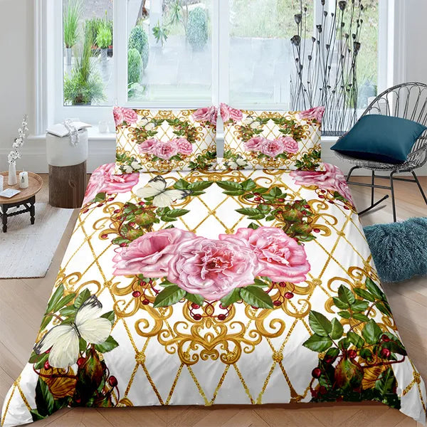 Bedding sets Luxury Baroque Modern Art 3D Golden Lion Animal Linen Set Duvet Cover 23 PCS Single Double Microfiber 221117