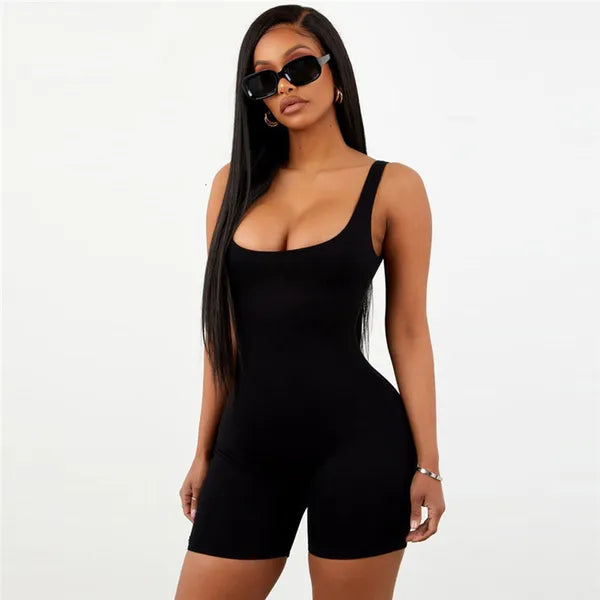 Womens Jumpsuits Rompers Sexy Women Sleeveless Romper Jumpsuit Bodycon Bodysuit Slim Fit Sports Short Pants Clubwear Backless Biker Shorts Playsuit 230609