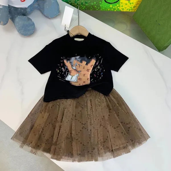 boys clothes Designer Kids Clothing Sets Classic Brand Baby Girls Clothes Suits Fashion Letter Skirt Dress Suit Childrens Clothes 5 Colors High Quality