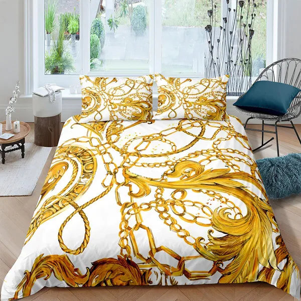 Bedding sets Luxury Baroque Modern Art 3D Golden Lion Animal Linen Set Duvet Cover 23 PCS Single Double Microfiber 221117