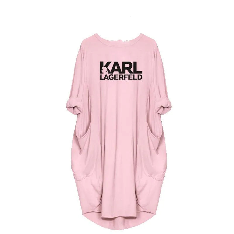 Casual Dresses Women Loose Dresses Karl Letter Print Plus Size Clothing Dress