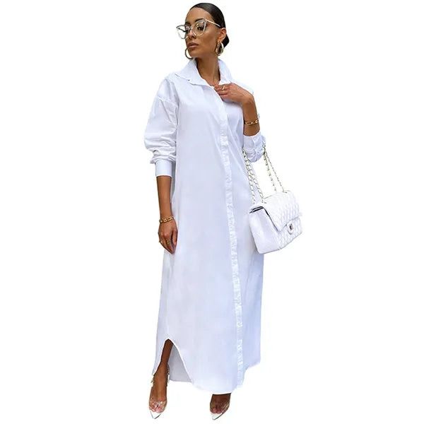 Casual Dresses Loose Long White Shirt Dress Women Spring Clothes Button Up Sleeve Maxi For Streetwear Oversized