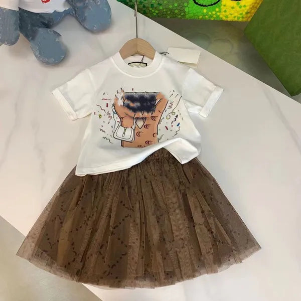 boys clothes Designer Kids Clothing Sets Classic Brand Baby Girls Clothes Suits Fashion Letter Skirt Dress Suit Childrens Clothes 5 Colors High Quality