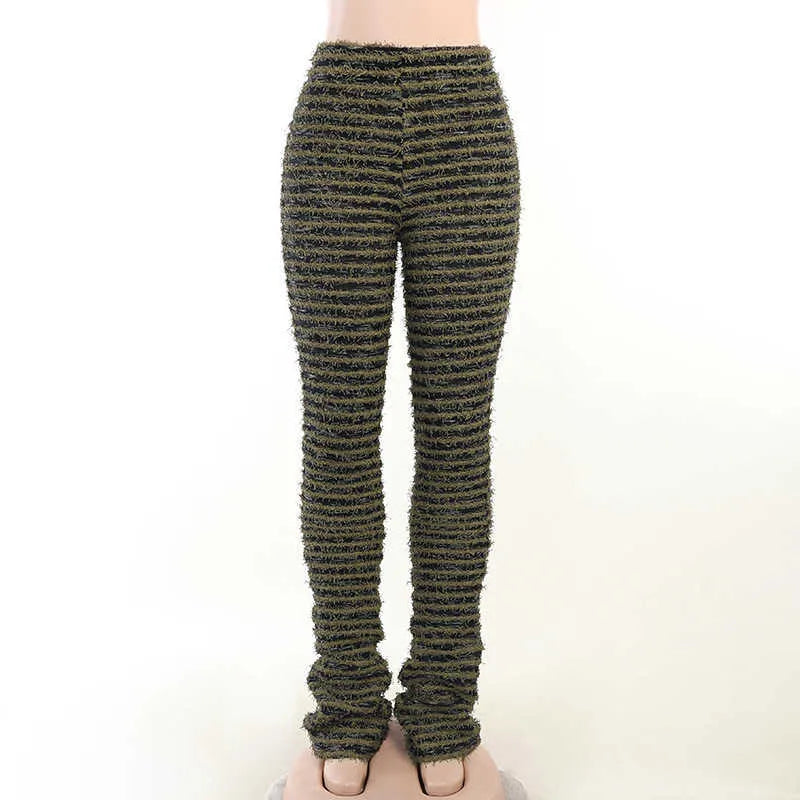 2023 Womens Pants Spring Summer Striped Casual Pants Knitted Stitching Sexy Slim High Waist Pant 5 colors