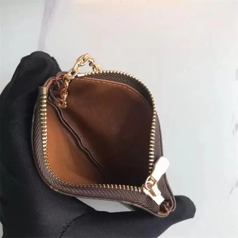 Womens card holder small zippy wallets key coin purse Brown flower M62650 poke keychain Genuine Leather luxury mens Designer wallet Coin Purses Key pouch CardHolder