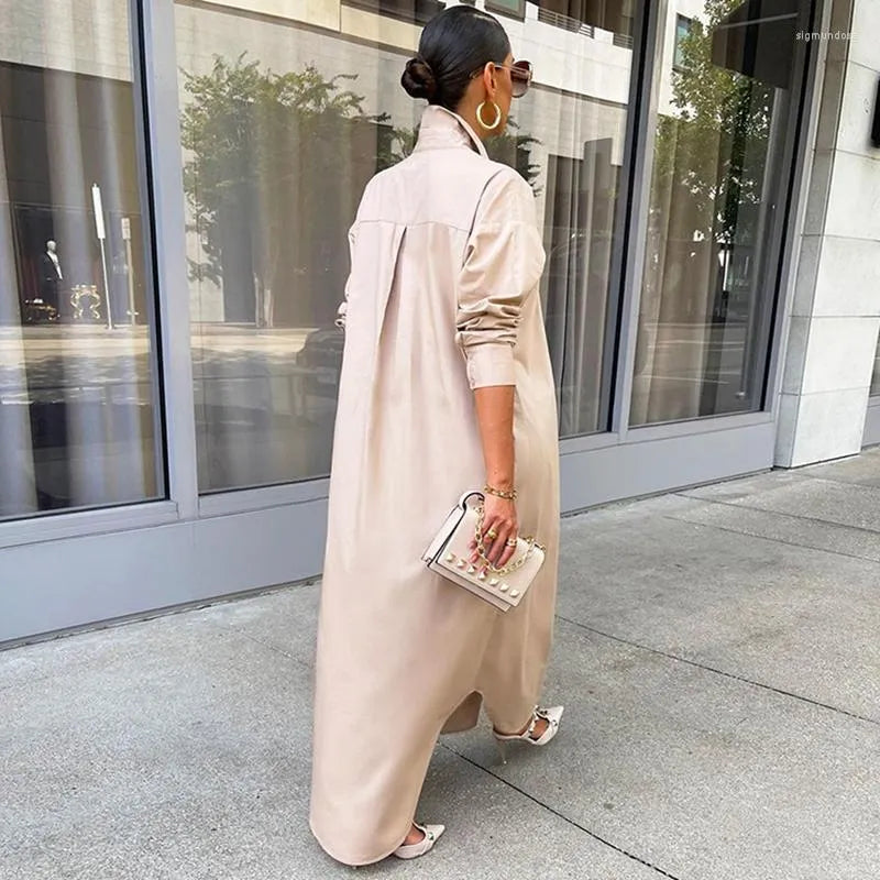 Casual Dresses Loose Long White Shirt Dress Women Spring Clothes Button Up Sleeve Maxi For Streetwear Oversized