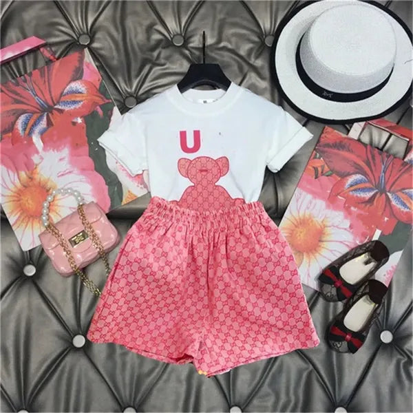 boys clothes Designer Kids Clothing Sets Classic Brand Baby Girls Clothes Suits Fashion Letter Skirt Dress Suit Childrens Clothes 2 Colors High Quality B03