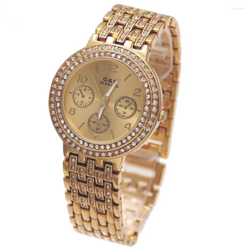 Wristwatches 2022 G&D Women Watches Quartz Wristwatch Stainless Steel Crytal Silver Lady's Bracelet Gift