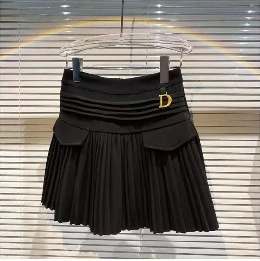 2023 new Black sexy street casual designer skirts women's high-waisted metal letter D pendant to prevent light out mini skirt