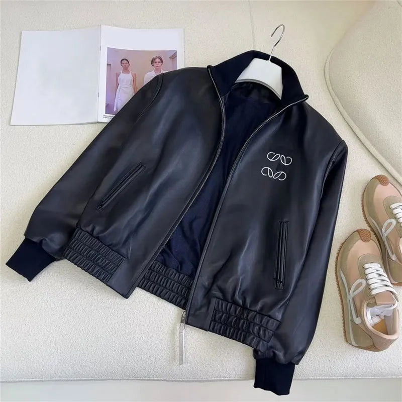 Womens jacket Leather coat letter coats designer women Fashion classic leather jacket loose all-match short American street leather coat