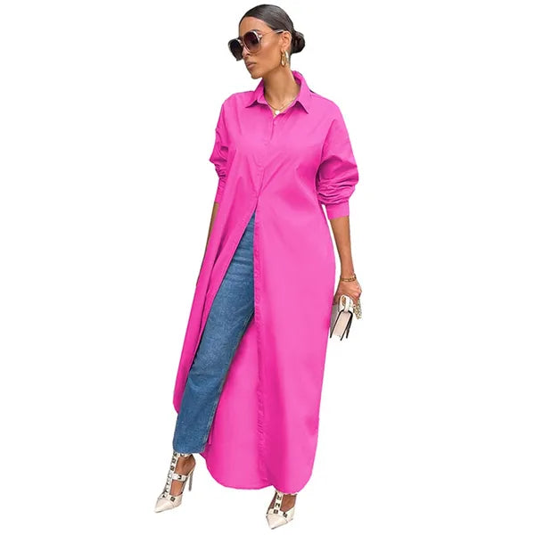 Casual Dresses Loose Long White Shirt Dress Women Spring Clothes Button Up Sleeve Maxi For Streetwear Oversized