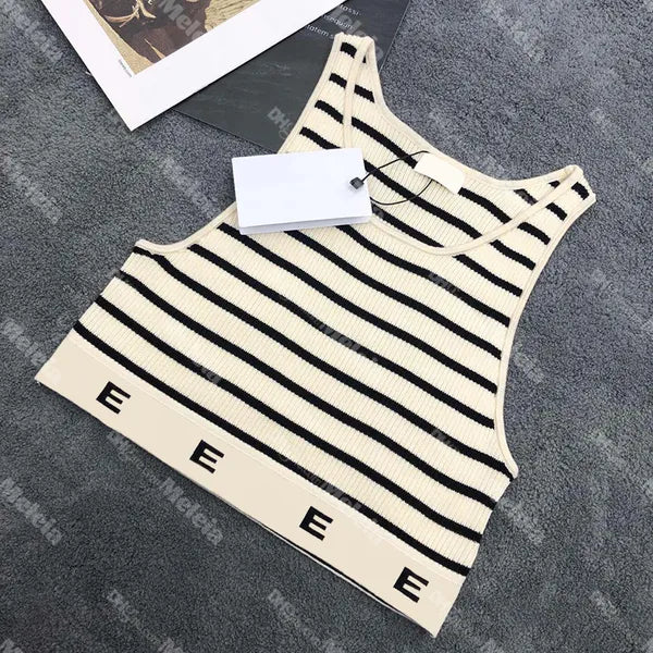 8 Styles Womens Tanks Tops Designer Knitted Vests Ladies T Shirts Designer Striped Letter Sleeveless Tops Knits Fashion Style Ladies Pullover Tees