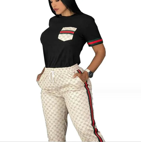 Women's Tracksuits 2024 Spring New Fashion Print Women's Two Piece Set Designer Brand Women's Set