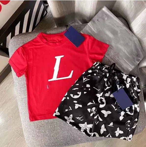 boys clothes Designer Kids Clothing Sets Classic Brand Baby Girls Clothes Suits Fashion Letter Skirt Dress Suit Childrens Clothes 2 Colors High Quality AAA