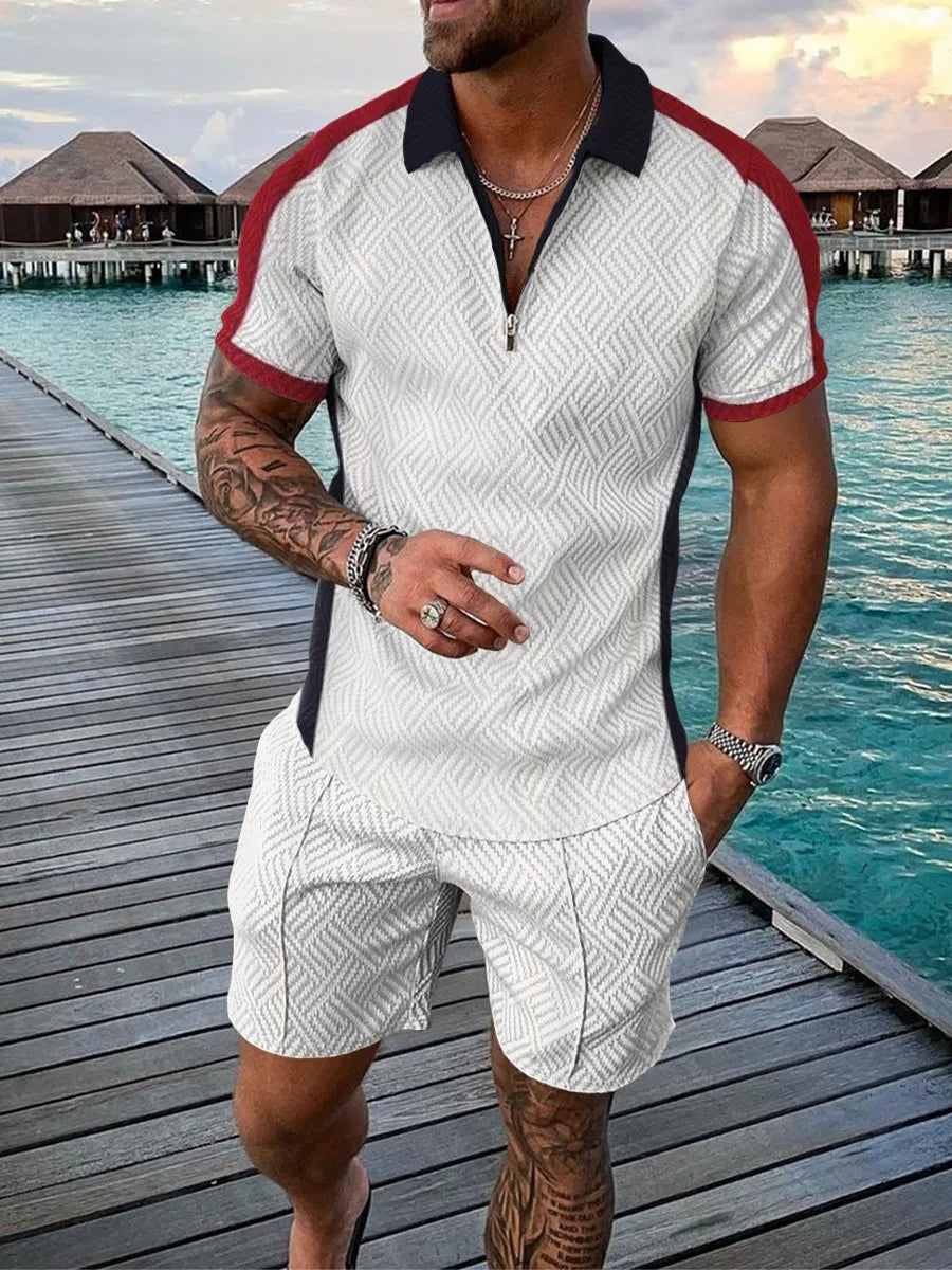 Retro Designer Mens Tracksuits Polo Suit Set Print Short Sleeve 2 Piece Outfits Plus Size 3xl beachweae resort wear loungewear track suit designer