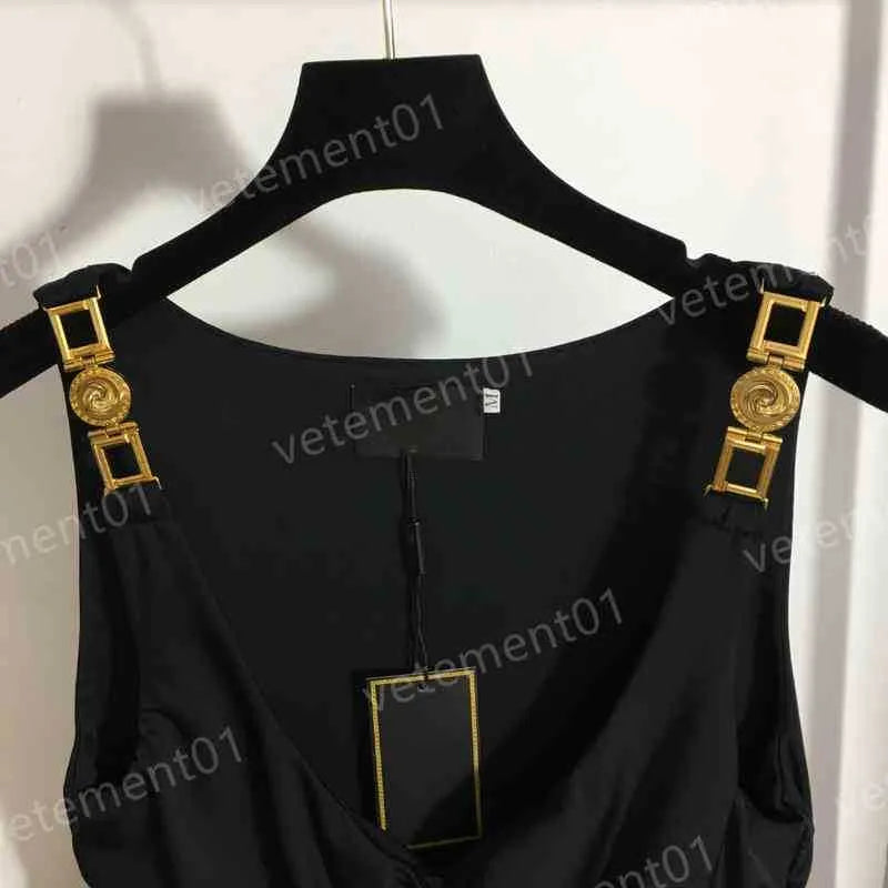 Women's T-Shirt Designer Womens T-Shirts Metal Shoulder Button Slim Fit Cool Tanks Top Summer Comfort Luxury Casual Women Clothing Q0BP