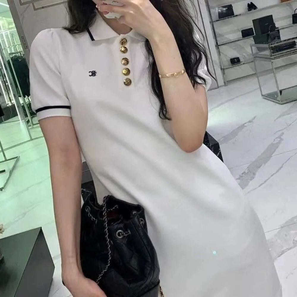 summer women dresses designer dress fashion casual waisted polo Dresses slim short-sleeved t shirt skirt